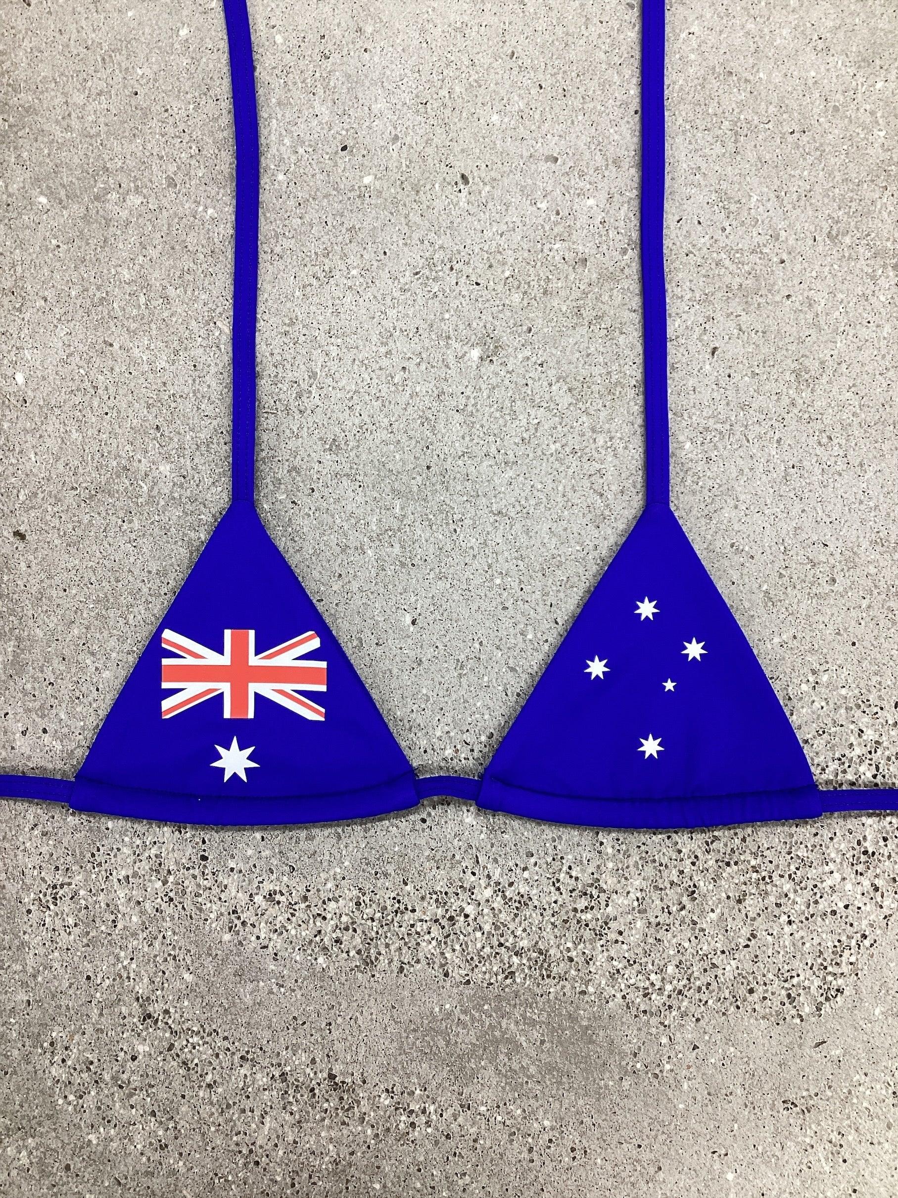 Australian Flag Bikini Top - Royal Blue - Kristen Lonie Swimwear