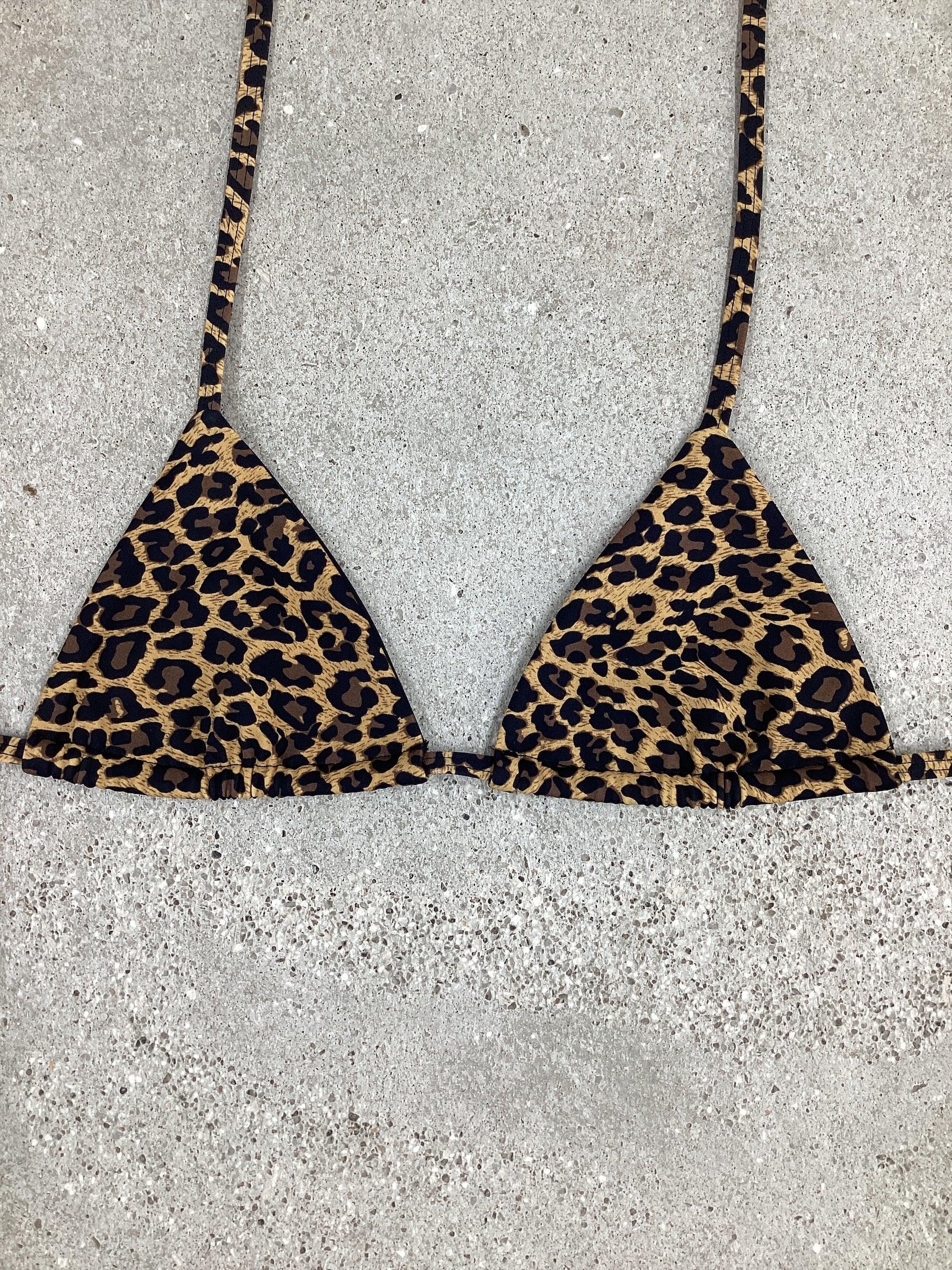 Leopard-print triangle bikini top